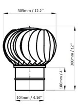 CHIMNEY SPINNER COWL Stainless Steel Spinning Wind Rotating Cap fit 100 to 350mm