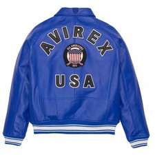 Men Avirex Blue Real Bomber