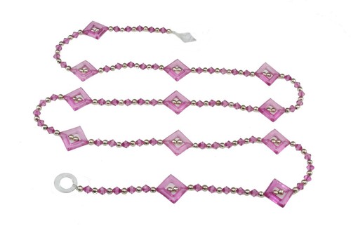 Pink square crystal silver - pink,