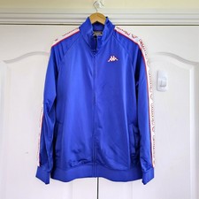 KAPPA Mens Graphic Tracksuit Top Jacket Size XL Blue Red Stripe Full Zip Logo