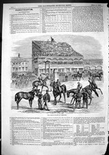 Old Print 1866 Grand Stand Chester Spectators Horse Racing Sport Jockeys 19th