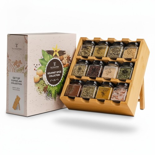 Wooden spice rack with - wooden, 12