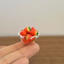 1Set Strawberry 1:12 Scale Dollhouse Miniatures Food Glass Bowl Accessories Shop