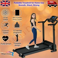 Foldable Electric Treadmill With Manual 9% incline Gym Home Running Walk Jogg UK