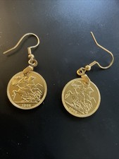 Gold Plated Half Sovereign Drop Earrings