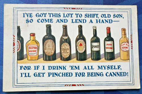 Comic postcard 1932 bottle - comic,