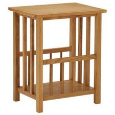Wooden Table Solid Oak Wood Magazine Storage Side End Tables Bedroom Desk Rack