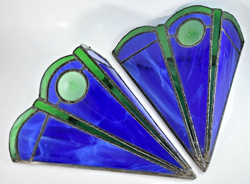 Antique art deco stained glass - stained,