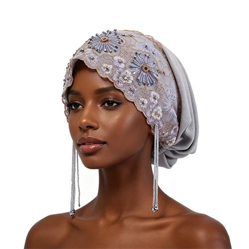 Shiny bead tassel - shiny, hat