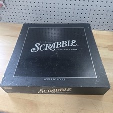 SCRABBLE ONYX Edition Turntable BLACK & SILVER Wood Tiles 100% Complete CLEAN