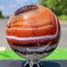 226g Natural Red Stripe Agate Ball shaped Energy Healing