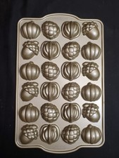 Nordic Ware Autumn Cakelet Pan 3-Cup Bronze Acorn Pinecone Pumpkin Walnut