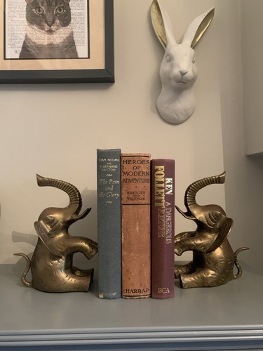 Antique brass pair elephant - antique,