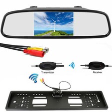 Wireless Car Rear View Kit 4.3" Mirror Monitor LED Night Vision Reversing Camera