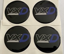 VXD ALLOY WHEEL CENTRE CAP STICKERS X4 CORSA ASTRA INSIGNIA BLUE D 55mm