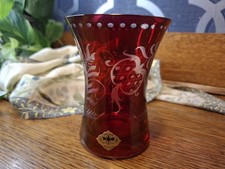 Kisslinger Rattenberg Tirol Kristallglas Small Red Crystal Glass Vase Vintage