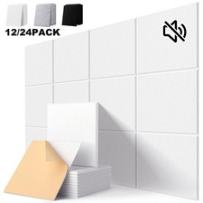 24x Acoustic Wall Panel Tiles Studio Sound Proofing Insulation Self Adhesive Pad