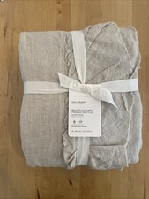 Pottery Barn Belgian Flax Linen Fringe Ruffle Full Queen Duvet