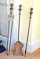 Brass Fire irons Companion Fireside set Antique Vintage