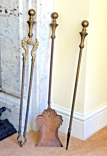 Brass fire irons - fire, companion