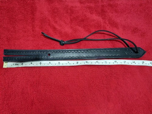 Black genuine leather tawse - genuine,