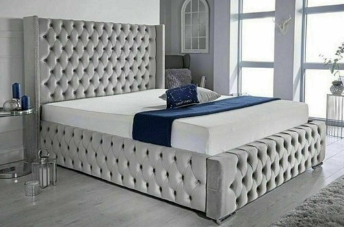 Winged bed frame upholstered - winged,
