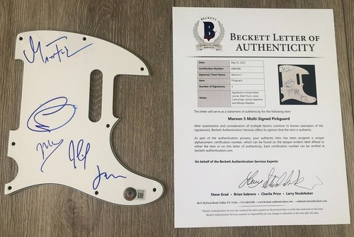 Maroon signed guitar - 5,