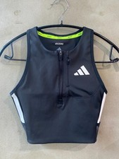 adidas Adizero Crop Tank Women's Running Top Sportswear Black AsiaFit NWT JN7162