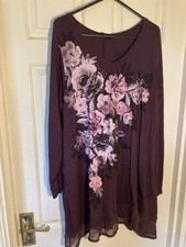 Yours Size 18 top purple With Pink Flowers Silver Stud Detail