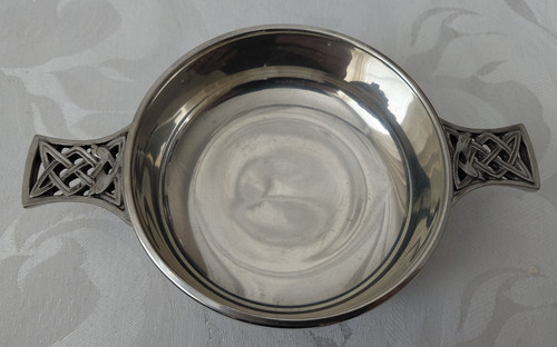 Scottish piper pewter quaich - scottish,