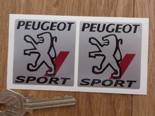 PEUGEOT Sport Silver Logo Car Stickers 2" Pair Race Rally racing 205 306 GTi