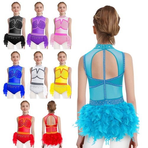 Girls feather skirt leotard - uk,