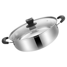  Stock Pot Stainless Steel Cookware Double-handle Hot Pot Metal Stock Pot with