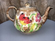1940's Enamelled Raised TULIPS/CROCUS Teapot - Lingard & Webster Tunstall