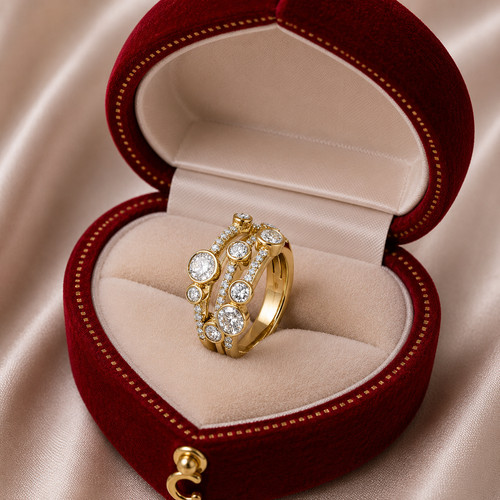 New gold moissanite stacking - new,