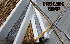Silver Gold Gimp Scroll Brocade Gimp Braid Upholstery Braid Trim Gimp Chair Trim