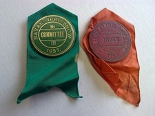 2 Badge Ribbon Navan dog show committee 1937  Irish Kennel Club Ireland ephemera