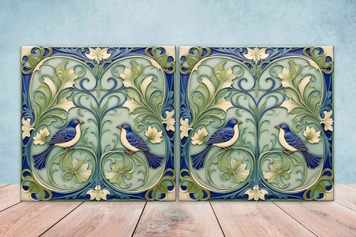 Art nouveau bird and flower - and,