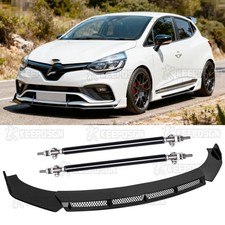 ABS Gloss Front Bumper Lip Spoiler Body Kit +Strut Rods For Renault Clio RS MK4