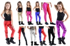 GIRLS kids Disco Metallic Shiny Dance Leggings HARLEY QUINN CUSTOM COSTUMES FOIL