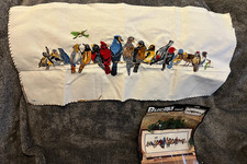 Vintage Finished Crewel  Embroidery Birds On A Wire Chorus Line Bucilla