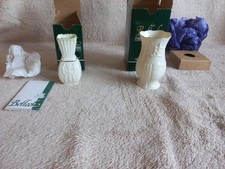 2 x Belleek Small Vases