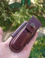 Horizontal Leather Sheath for Buck 110 Folding Hunter Knife – Handmade Sheath