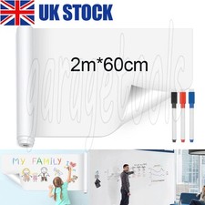 2mx60cm DRY WIPE Whiteboard Wall Sticker Chalkboard Paper Office Home +3 Marker