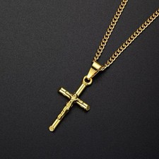 9ct  Gold Filled Medium Jesus Crucifix Cross Necklace 24" Chain  Gift Boxed