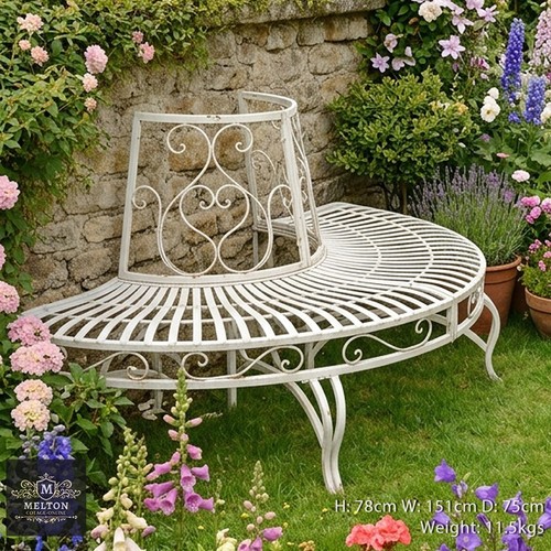 Garden bench metal half - garden,