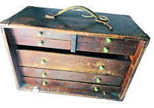 Oak Wood Tool Box Cabinet Drawers 43x29x21cms Incomplete Vintage ra