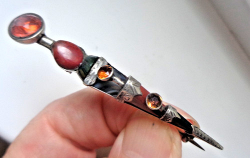 Scottish silver agate brooch - agate,