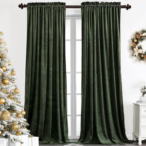 Green velvet blackout curtains - velvet,