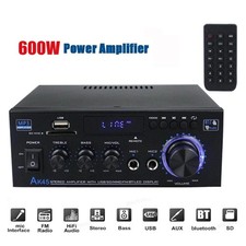 600W Bluetooth Stereo Amplifier HIFI Amp Audio Radio 2CH USB AUX FM Car Home New
